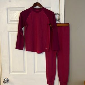 Patagonia Pink Capilene 3 Baselayer Long Sleeve Pink Shirt/Pants Youth Large/12